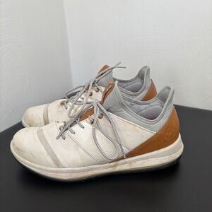 Athalonz EnVe Shoes Men's 10.5 White Tan Leather Spikeless Golf Sneakers Lace Up